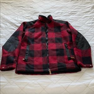 Large red Buffalo plaid Fjallraven woodsman jacket